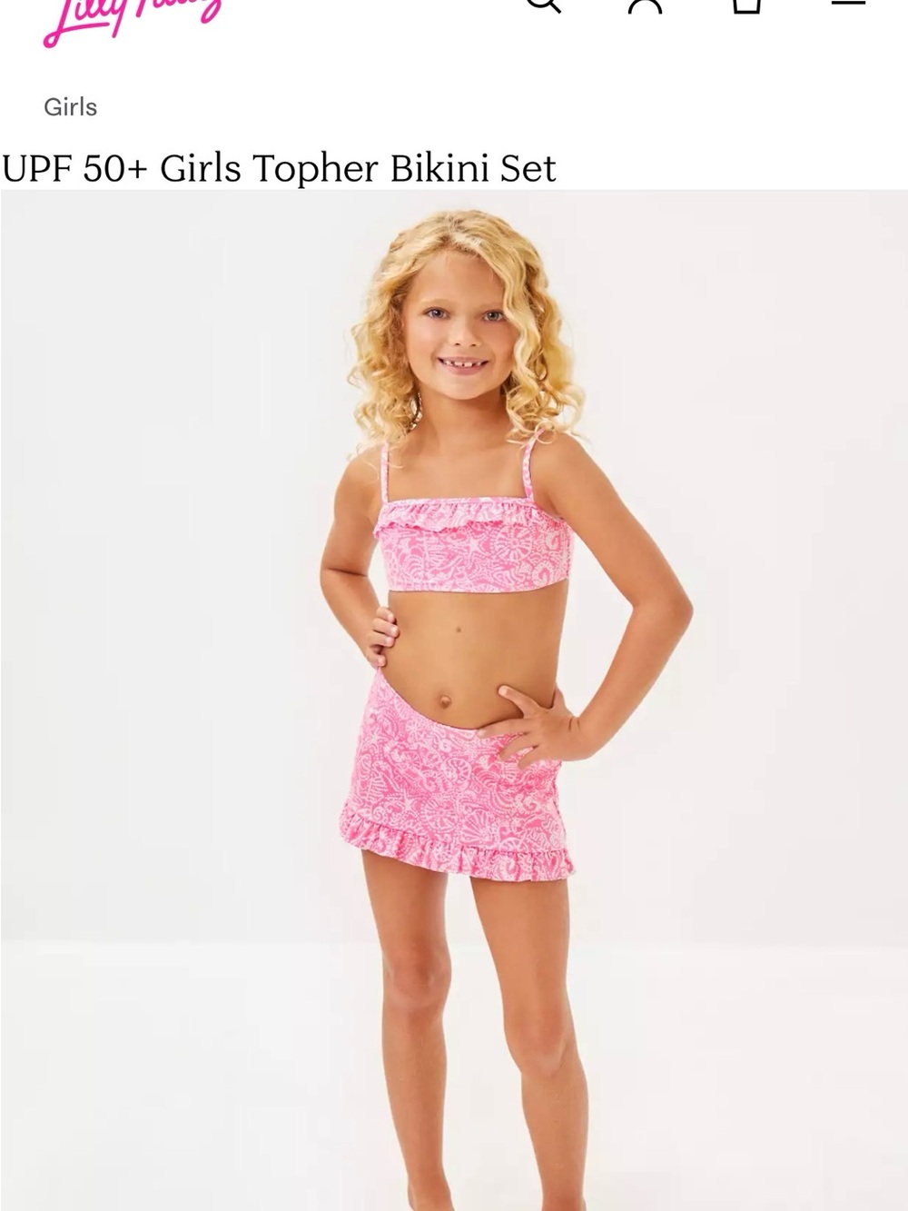 NWT Lilly Pulitzer Rousseau Pink Tide Pool Treasure Swim Skirted Bikini Size 3 T